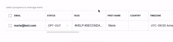 Gif with scrolling to the "Tag" column