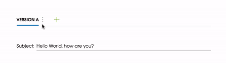 Image showing how to add additional A, B versions in the email editor in Woodpecker