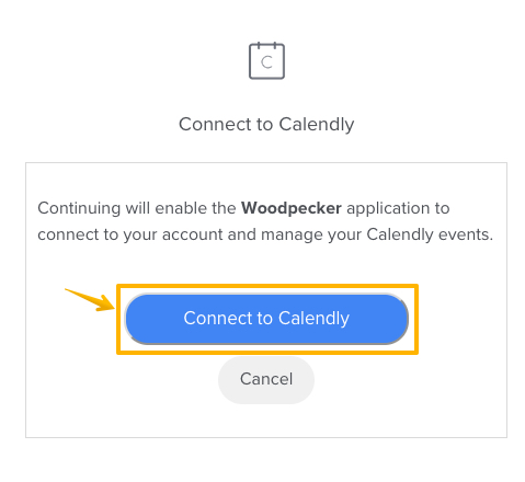 Image with arrow pointing at 'Connect to Calendly' button