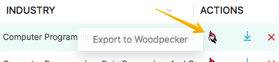 Image showing Woodpecker icon that allows user to export prospects to Woodpecker