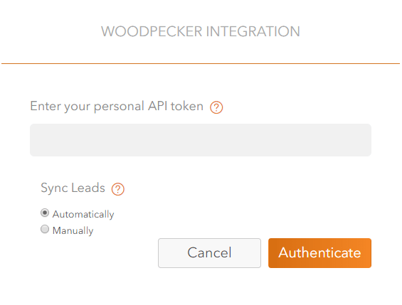 Screen showing the pop-up window for the API Key from Woodpecker