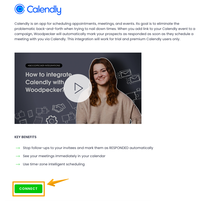 Description of the Calendly integration with Woodpecker