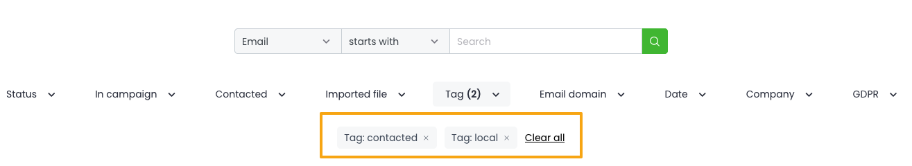 Picture with selected tags as filters