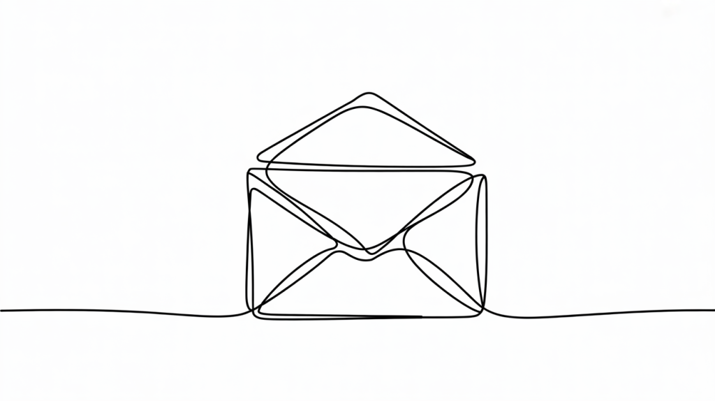A single-line drawing of an open envelope highlights the simplicity of effective outbound sales automation.