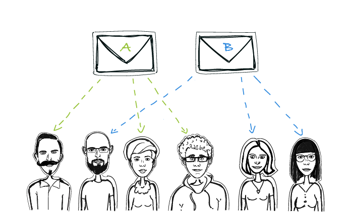 Illustration of A/B testing emails in SaaS lead generation, showing SaaS lead generation campaigns optimized for different audiences, and SaaS lead generation improving response rates.