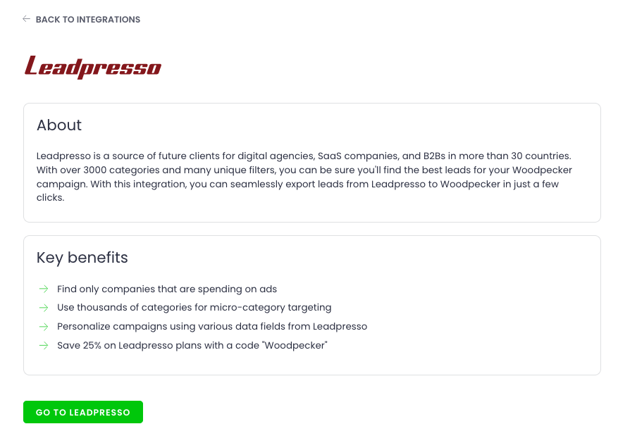 Description about Leadpresso and Woodpecker integration