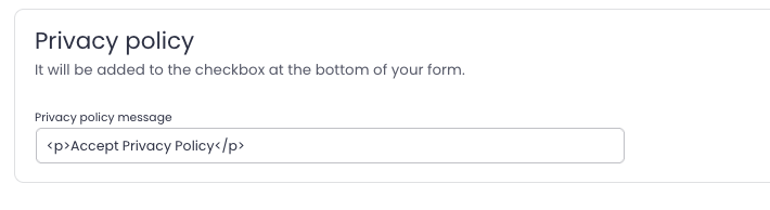 Image showing the Privacy Policy settings in WordPress