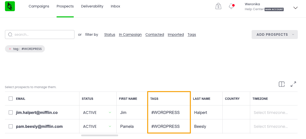 Images with highlighted "#WORDPRESS" tag in Woodpecker
