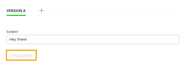 Unsubscribe link highlighted in the email copy